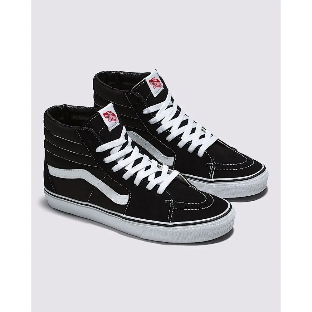 Vans Sk8-Hi Black & White Suede Canvas Sneakers | Unisex M7.5 / W9, Streetwear